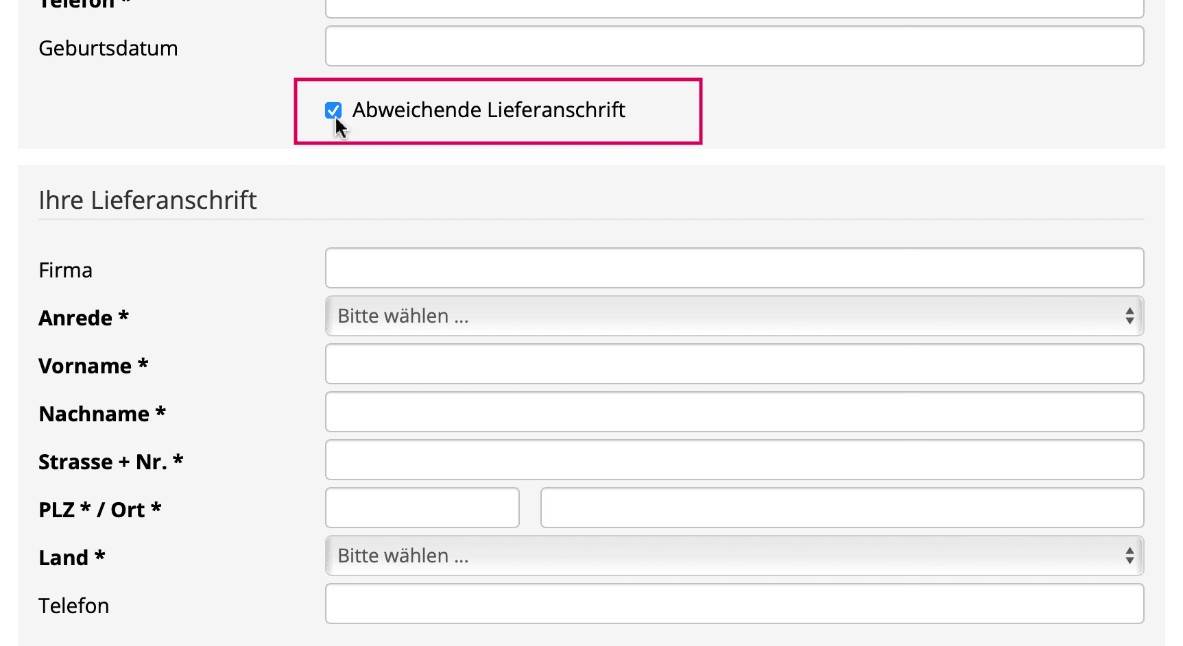 Versand und Zahlungsart Versand und Zahlungsart